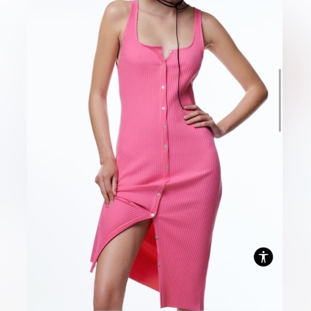 Zara basic ribbed tank bodycon midi dress Small